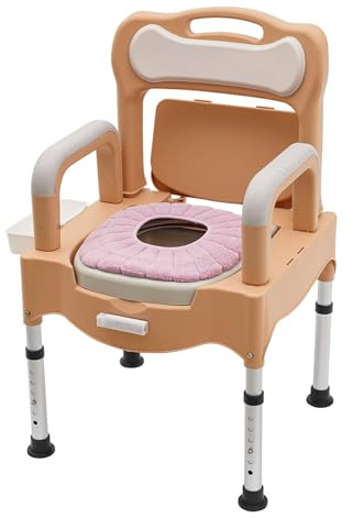 Silla de inodoro portátil, silla de ruedas ajustable en altura con inodoro integrado, silla de aseo con una capacidad de carga de 250 kg, silla de noche para ancianos, pacientes y personas con