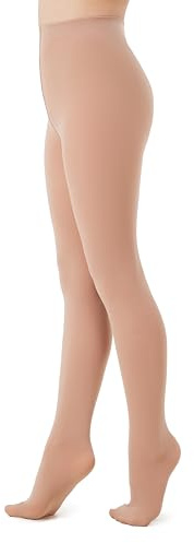 Seidiva Collant Bambina 60 DEN con Piedi Calze da Balletto Semi-opaca Morbida e Traspirante Ideali per Scuola Danza e Uso Quotidiano, Color carne 146-164,10-12 anni