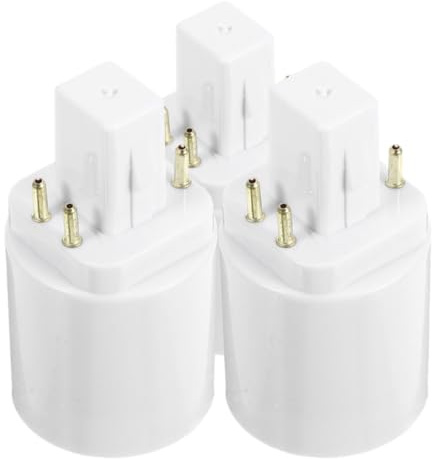 OATIPHO Adaptador de Portalámparas G24q a E27 de 3 Piezas, Base de Bombilla de 4 Pines, Plástico Blanco Instalación Fácil para Luces LED en Hogares y Espacios Comerciales