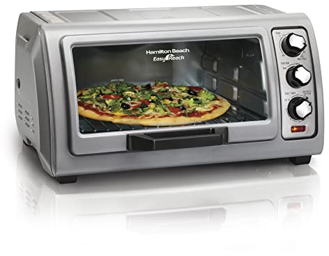 Hamilton Beach 6 Slice Countertop Toaster Oven With Easy Reach Roll-Top Door, Bake, Broil & Toast Functions, Auto Shutoff, Silver (31127D)