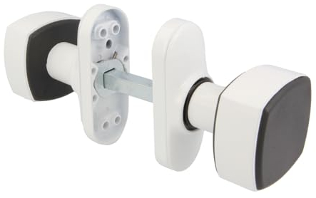 Amig - Juego de Pomos Cuadrados con Placa Estrecha Mod. 6807-81 x 31 mm - Para Puertas de Interior - Ideal en Dormitorios, Baños y Despachos - Aluminio Blanco