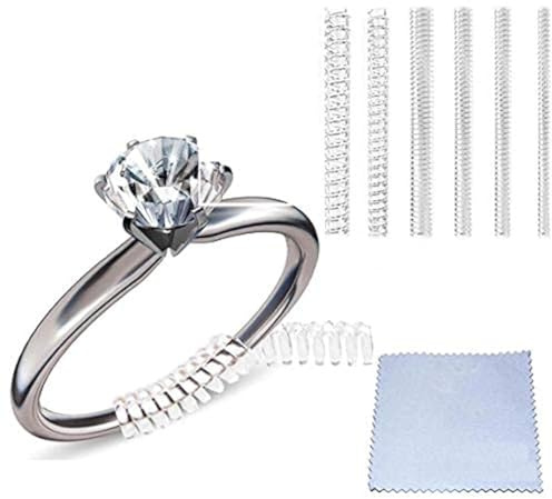 Eiito Ajusteurs pour bagues (Lot de 4 Tailles) Ring Sizer Adjuster, Réducteurs de Bagues (1.2mm/2mm/3mm/4mm), avec Un Chiffon en Polissage d'argent