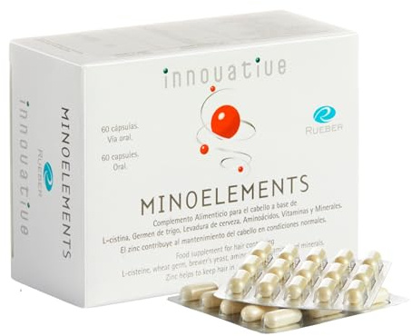 Rueber - Minoelements 60 Ud | Pastillas para el Pelo Anticaida Cabello Mujer y Hombre | Complemento Antialopécico Anticaida Pelo para Crecimiento Cabello Mujer y Hombre | Pastillas Pelo, Piel y Uñas