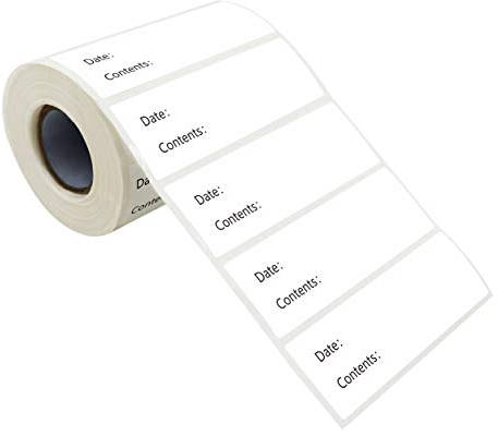500 Lebensmitteletiketten für den Kühl- und Gefrierschrank als Erinnerung; wasser- und ölbeständig; auf Rolle mit Perforationslinie; ablösbarer Kleber; (englische Version, 7,6 x 2,5 cm)