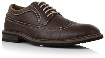 Ferro Aldo Phillip Men's Classic Longwing Brogue | Casual Wingtip Oxford with Contrast Stitching for Smart Casual Wear | MFA19312 | in Brown, Size 9