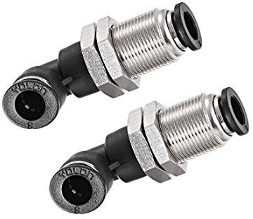 sourcing map 2 End 8mm Tube Push Lock Elbows, M16 L Shape Bulkhead Union Air Fittings 2pcs