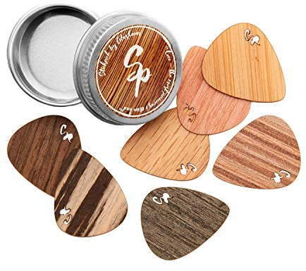Stickpick | Set of 7 flexible guitar picks made of real wood | For electric, acoustic and bass guitars in various strengths | In aluminum can | Sustainably manufactured | Made in Germany