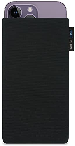 Adore June Classic Noir Housse de Protection Compatible avec iPhone 14-15 Plus/iPhone 14-15 Pro Max, Pochette Établie Résistant Textile avec Affichage Nettoyage Effet