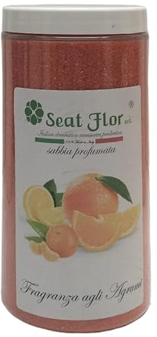 Seat Flor srl® Sabbia colorata, sabbia profumata, sabbia profumata per posacenere e decorazioni, barattolo da 750 gr. (Agrumi)