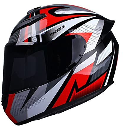 Mulcort Motorradhelm Full Face Rapid Street Helm Unisex Erwachsene Cool Rider Equipment Four Seasons Street Touring Motorradhelm Style D, XL, Red and gray