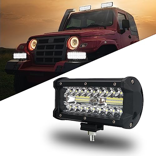 LED Arbeitsscheinwerfer 12V - 60V, 7inch LED Scheinwerfer Traktor Offroad Zusatzscheinwerfer, 120W 4800LM 6000K IP67 Wasserdichte Arbeitslicht Light Bar für Trecker Bagger SUV, UTV, ATV, Boot(1 Stück)