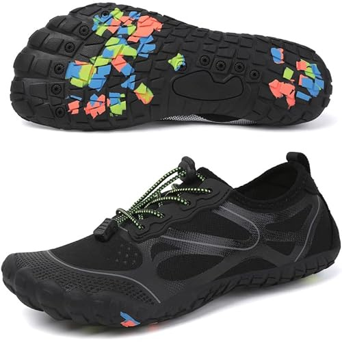 Chaussures aquatiques pour homme et femme - Séchage rapide - Chaussures aquatiques - Chaussures de mer, de surf, de plongée, de piscine pour homme et femme, noir 2, 39 EU