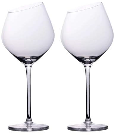 INTIRILIFE 2x Wein Glas mit moderner Kante - 470 ml Füllmenge - Rotwein Glas Kelch Spülmaschinenfest Kristallglas stoßfest