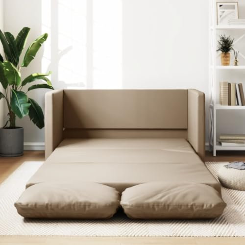 LAPOOH Golvsoffa med cappuccino-brun konstläder, loungesoffa, soffor och soffor, relaxsoffa, soffa för vardagsrum – 353976