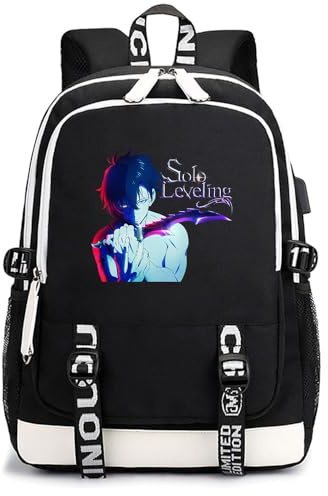Sageam Anime Solo Leveling Merch Klassischer Schultaschen Outdoor Tasche Reise-Rucksäcke für Teenager Damen Herren