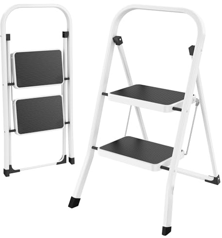 HBTower Step Ladder Folding Step Stool for Adults with Anti-Slip Pedal