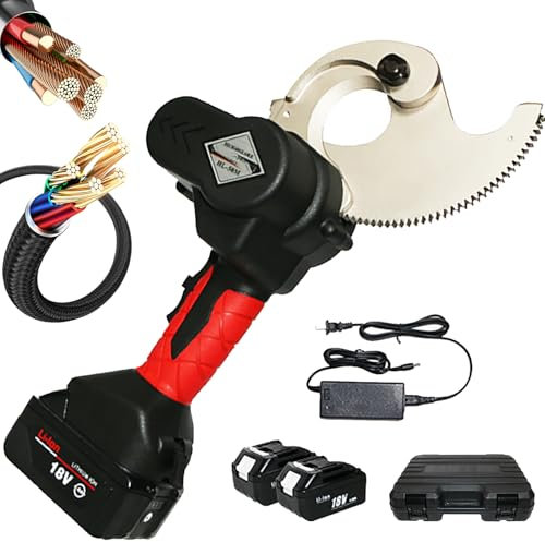 Tagliacavi Elettrico a cricchetto, utensile tagliacavi con Batteria al Litio da 18 V, può Tagliare 100 Volte, Taglio rapido in 5-8 Secondi, cesoie per Cavi Entro Φ65 mm in Rame, Cu, al