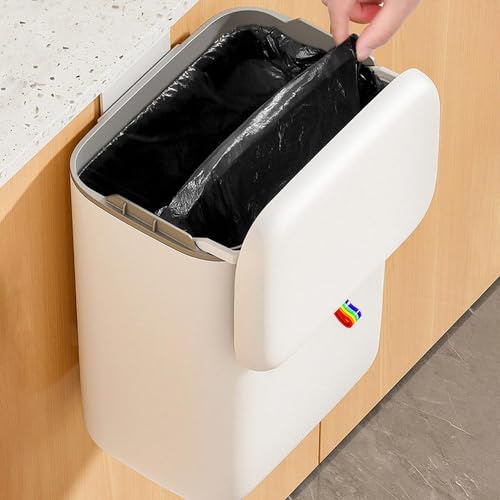 Joybos Papelera colgante para cocina con tapa 10L