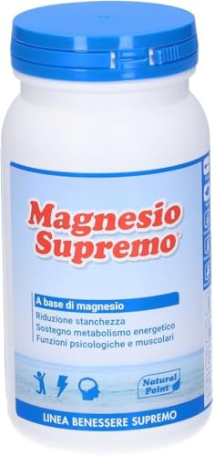 Natural point magnesio supremo 150 grammi in polvere - riduce stress e stanchezza dovute dall'affaticameno, senza lattosio, adatto ai vegani, utile per lo sport e per la regolarità intestinale