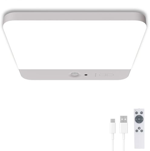 Rechargeable LED Ceiling Light Motion Sensor, 7.3 6000mAh Battery Operated Wireless Bathroom Ceiling Lamp, 3 Color Temperatures & Remote, Magnetic Mount Wall Lights for Shed,Porch,Stairs,Bath,Garage