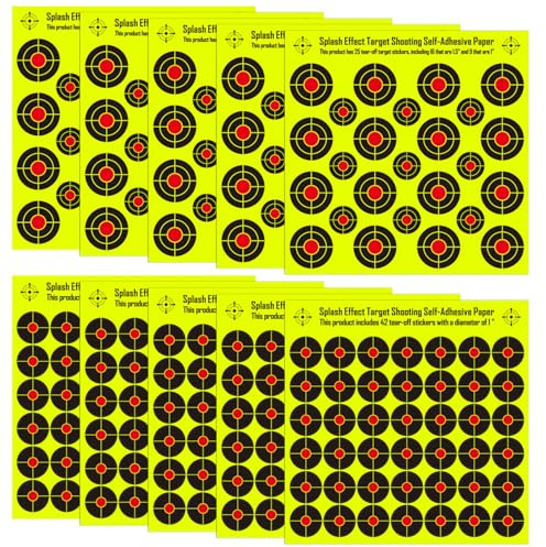 AYWFEY 335 Splatter Target Stickers, 10 Sheets of 2/ 5 cm & 1/2.54 cm Stick & Splatter Self Adhesive Reactive Shooting Targets, Suitable Only for Adults Over 18 Years Old