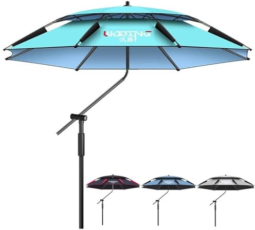 RTVGNSZSJL Grand Parasol De Plage Portable, Parasol De Pêche Protection Solaire, Imperméable/Anti-Vent, Parapluie Portable pour Piscine，Bleu(Lake Blue,220cm/7.2ft)
