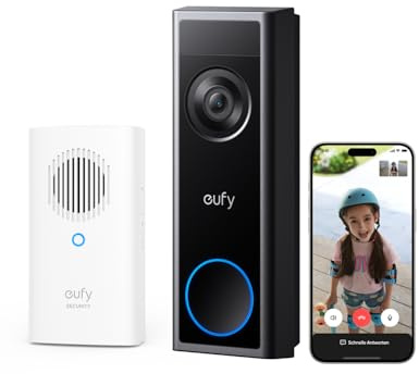 eufy Security kabellose Türklingel mit Kamera C31 & Chime, 2K FHD, Zwei Stromoptionen, Live-Videoanruf, Einfache Montage, Schnellwechsel-Akku, 24/7 Aufnahme, ohne ABO-Kosten