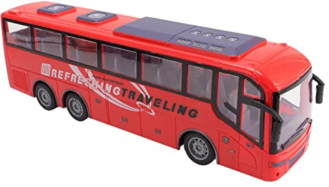 PUNELE Juguete de autobús de mando a distancia, modelo de autobús teledirigido, inalámbrico, para con colores claros, diseño detallado, cuerpo de plástico ABS, 31 x 9,5 x 6,5 cm (viaje rojo)