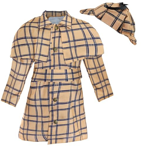 I LOVE FANCY DRESS Costume da detective vittoriano per bambini, taglia M, cappello da cervo marrone chiaro con cappotto vittoriano abbinato, dettagliato con bottoni e cintura, perfetto per la Giornata
