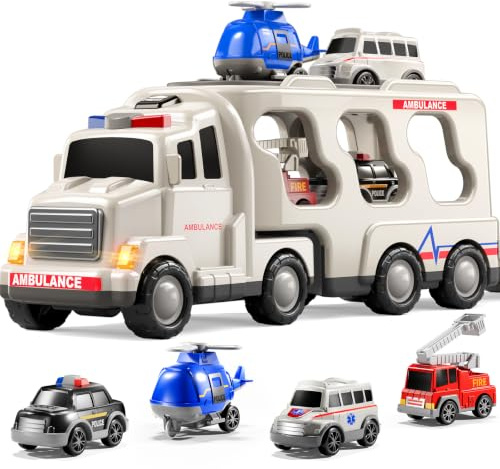 DULONIME 5-IN-1 Play Ambulance Toy Vehicle Toddler Truck Toys