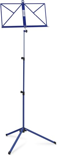 Classic Cantabile Notenständer Medium - Klappbares Notenpult für Kinder und Erwachsene - Mit Notenhalter an der Auflage - Höhenverstellbar von 65-130 cm - Gummifüße - Blau