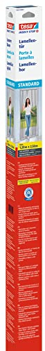 tesa Insect Stop Lamella STANDARD pour Portes - Rideau 4 Parties de Filets Anti-Moustiques avec Bandes Auto-Agrippantes - Sans Perçage - Anthracite, 120cm x 250 cm