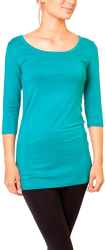 Easy Young Fashion dam basic tröja longshirt halvbarm rund hals uni
