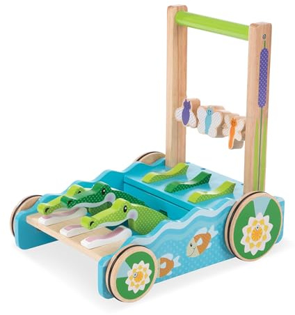 Melissa & Doug First Play Chomp and Clack Alligator Wooden Push Toy and Activity Walker