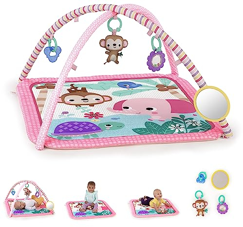 Bright Starts, Floral Safari Spieldecke, 4 abnehmbare hängende Spielzeuge, 3 Spielmöglichkeiten, maschinenwaschbar
