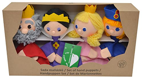 Lot de 4 marionnettes à Main - Poupée en Peluche - Figurine de Conte de fées - Prince Roi, Reine Princesse - 34 cm - Idéal pour Le théâtre de poupée et Les Jeux de rôle