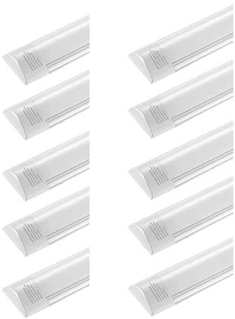 Sararoom Pantalla LED Tubo Integrado 30CM 10W 1200LM Luminaria LED, Luz Blanca fría 6000K Lamparas LED Techo, Ángulo de haz de 130° Regleta Batten Light Para Barra Cocina Oficina Hogar Taller,10Pack