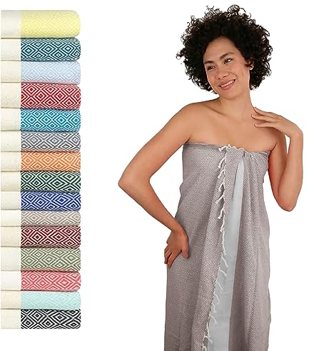 Flora Furora Saunahandtuch Saunatuch Damen + Herren, Hamamtuch groß 100x200 XXL: lang, platzsparend, leicht | Sauna Handtuch, Wellness Spa Tuch, Saunakilt Zubehör | Fouta Hamam Badetuch