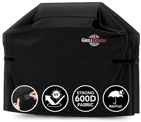Housse de Barbecue Robuste GrillTough pour Barbecue extérieur – Imperméable, résistante aux intempéries, aux UV et à la décoloration avec Sangles réglables – (132L x 66W x 109H cm)