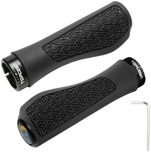TOPCABIN Bicycles Handlebar Grips, Aluminum Lock-on Ergonomic Bike Grips, Cushion Vibrations Comfort Bike Handlebar Grips, Mountain MTB BMX Bicycles Grips for Scooter (Rubber(Black))