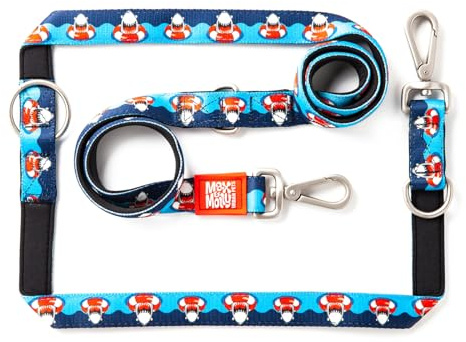 Max & Molly - Guinzaglio multifunzione per cani, 2 m, con 2 moschettoni, Frenzy The Shark/S, con tracolla imbottita, sicura e flessibile, comfort per il tuo fedele compagno