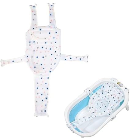 HORREX Babybadewanne Verstellbare Größe Blau Weiß Babybadewanne Einteilig Baby Badewanne Badewannensitz Baby
