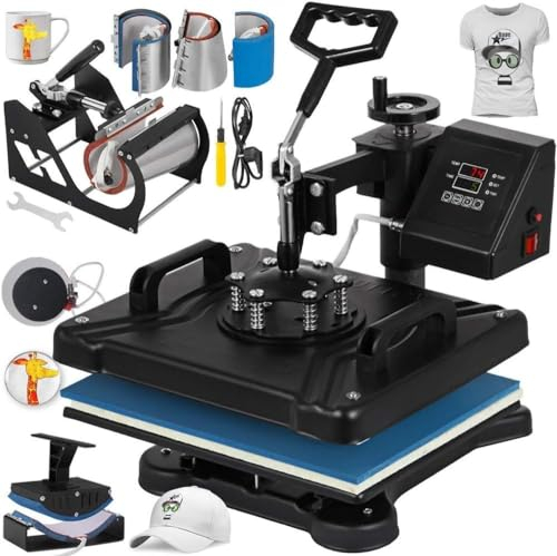 Machine de Presse à Chaud, 8 en 1 par Transfert par Sublimation, 12x15 Pouces, for T-Shirt, Tasse, Chapeau, Plaque, Casquette, Presse à Chaud(UK)