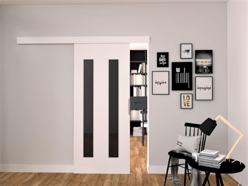 MINIO go for it - Schiebetür Komplettset CLEAN H, 106 cm Breit, Schiebetüren, Wandmontage, Schiebetürsystem, Zimmertüren - Weiss Matt