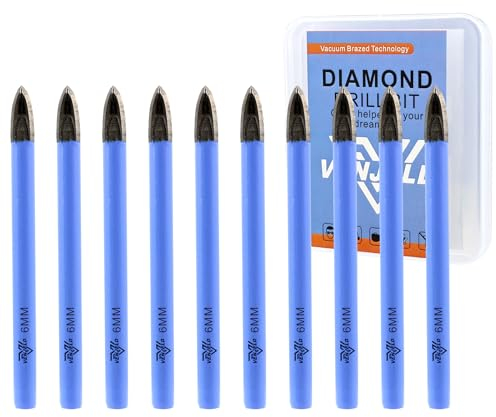 VENJELD Maurerbohrer Set - 6mm 10tlg. Karbidebohrer für Holz Kunststoff Mauerwerk Keramikfliesen Beton Marmor - Rundschaft mit Aufbewahrungskoffer