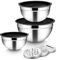 Joyfair Set di 3 ciotole in acciaio inox, con coperchio, ciotola per insalata con 3 grattugie, per conservare la cottura, 4,5 l, 2,7 l, 1,5 l, impilabile e lavabile in lavastoviglie, colore: nero