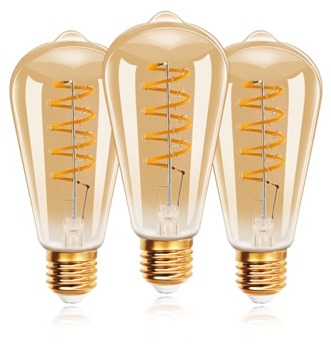 EXTRASTAR Ampoule à filament LED E27, 490LM 2700K Blanc Chaud, Ampoules Rétro Edison Vintage Antique Lampe, 6W Equivalent à Ampoule Traditionnelle 41W, Lot de 3