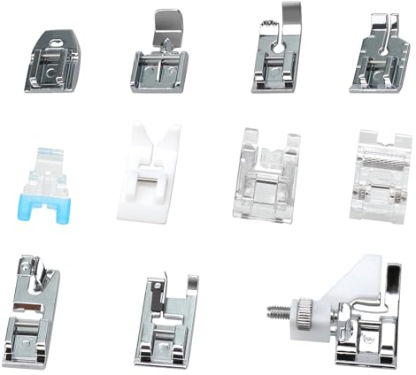 Multifunktionales Nähmaschinen Nähfüß Set - 11 Nähfüße mit Transparente Aufbewahrungsbox, Geeignet für W6 Brother Singer Privileg Janome Husqvarna und Heimnähmaschinen