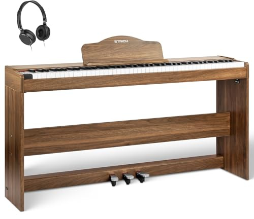 STRICH Piano digital de 88 teclas, teclado con peso de acción martillo, teclado de piano eléctrico de tamaño completo con soporte para muebles, altavoces de 25 pulgadas de ancho x 2, soporta conexión