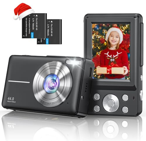 Digitalkamera 1080P 44MP Kinderkamera Fotoapparat mit 2,4 Display, 16X Digitalzoom Fotokamera Kompakte Vlogging-Kamera für Kinder, Teenager